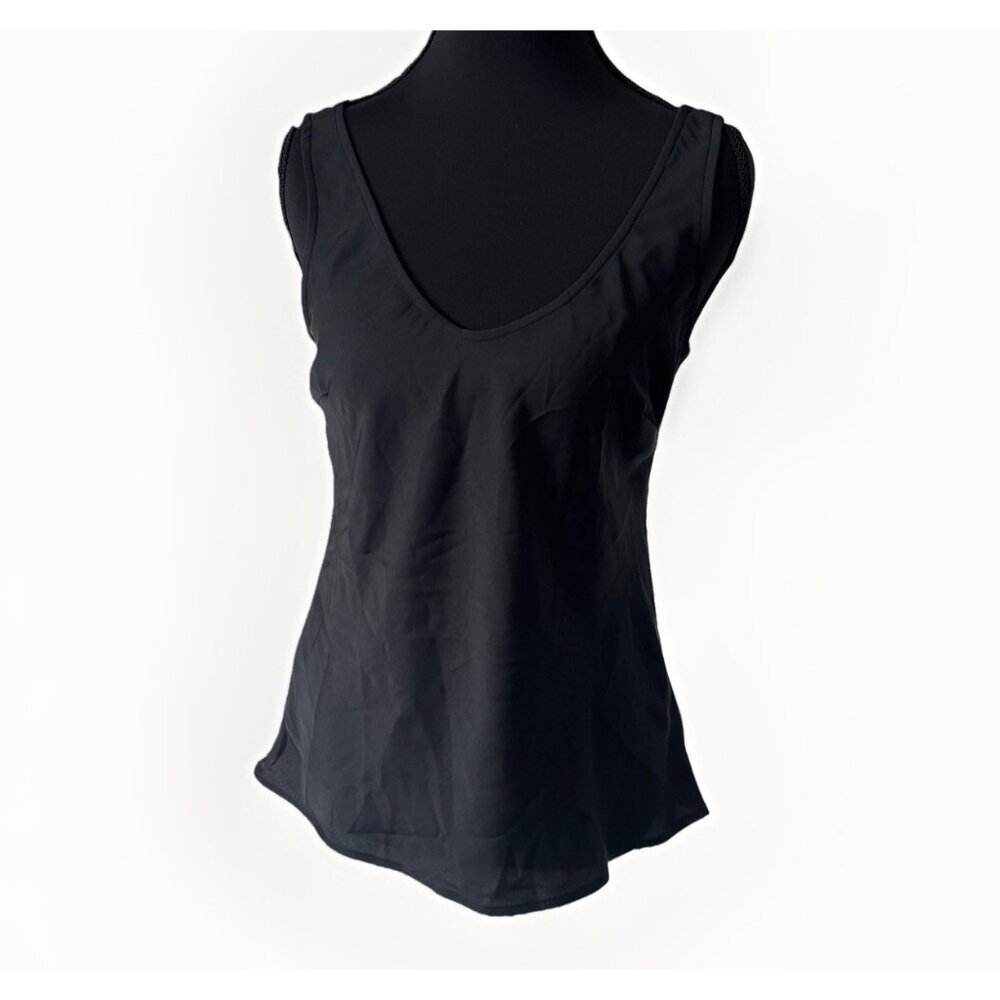 A New Day Black Satin Tank Top Size XS Whimsigoth Minimalist Capsule Grunge NWT